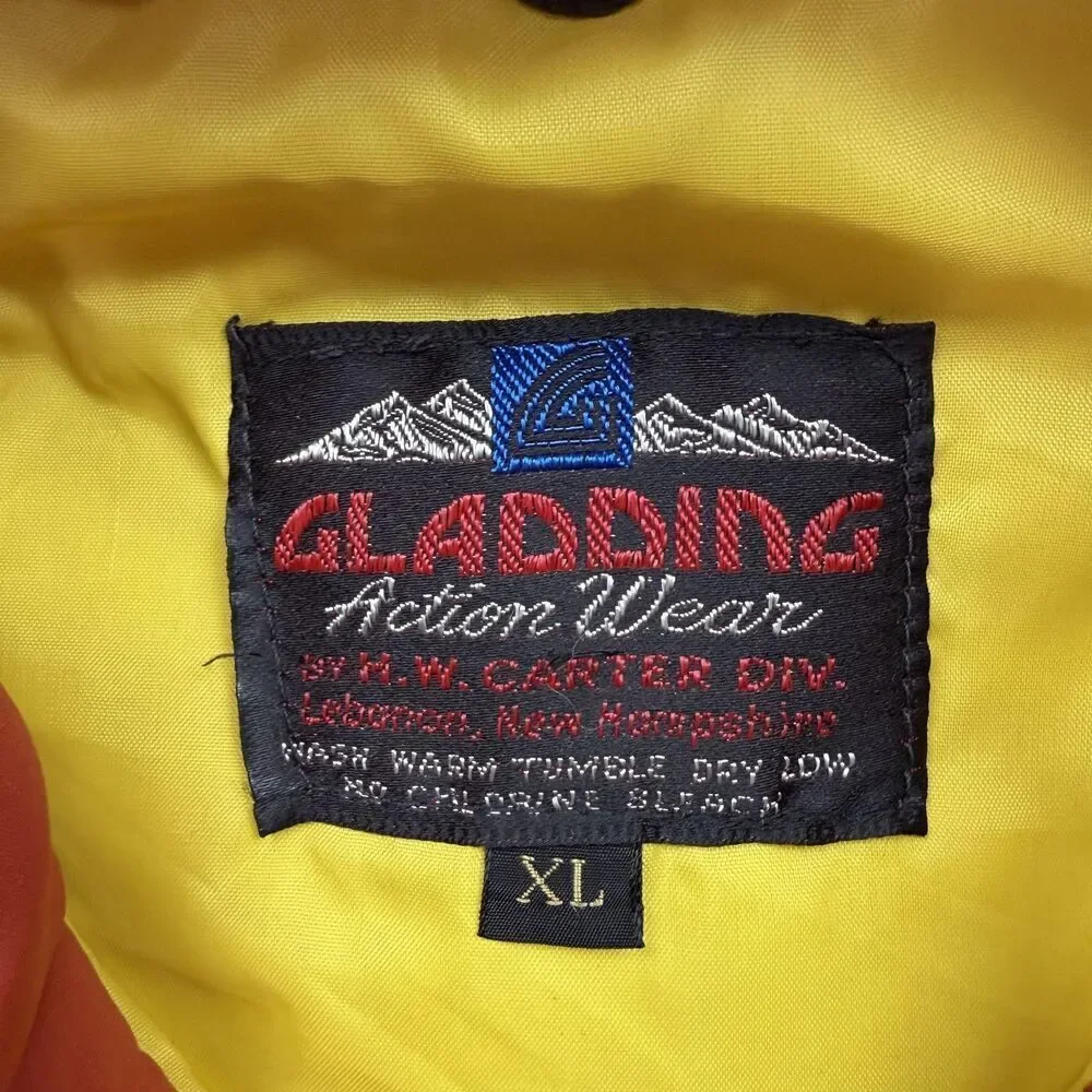 Vintage Gladding Vest Mens XL Orange Nylon Puffer Snap Front Ski 70s Outdoor